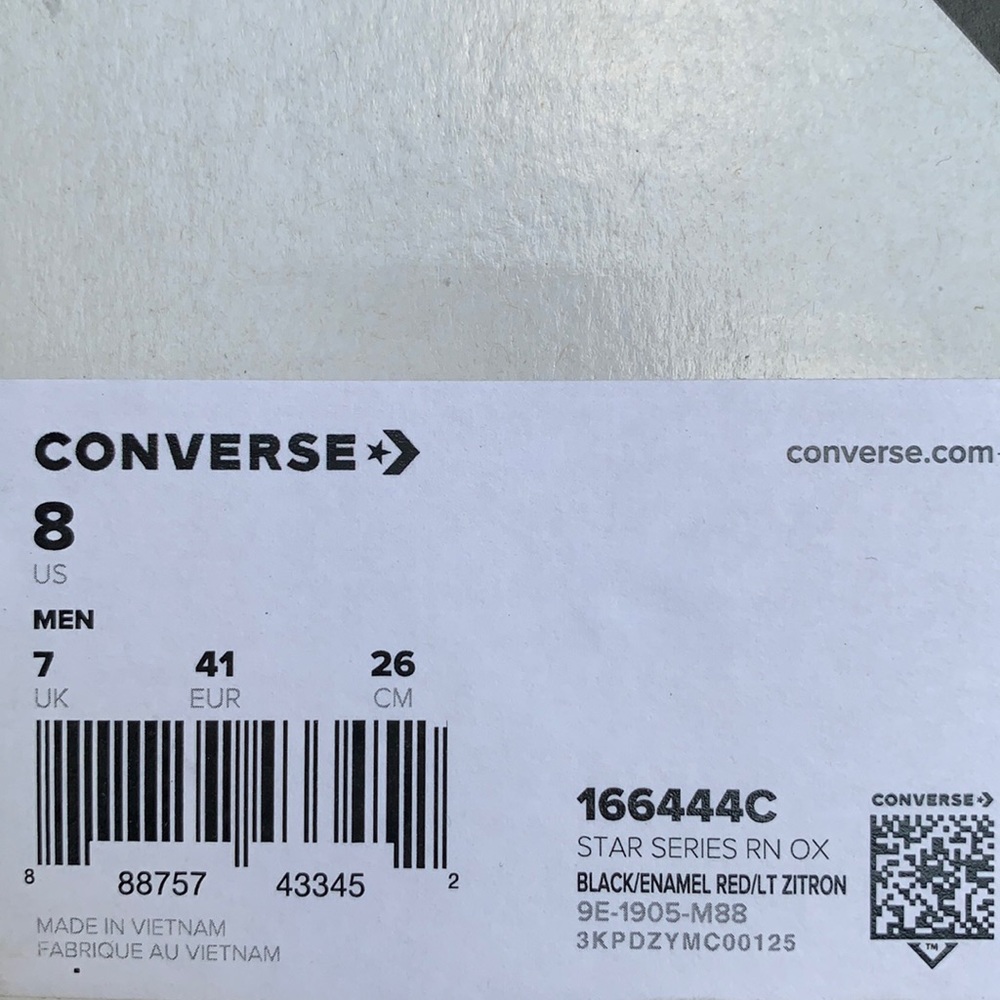 CONVERSE STAR SERIES RN OX BLACK/ENAMEL RED MENS - Picture 12 of 14